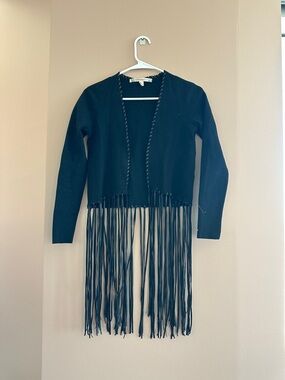 Chelsea & Violet Black Open Cardigan with Whipstitch Trim